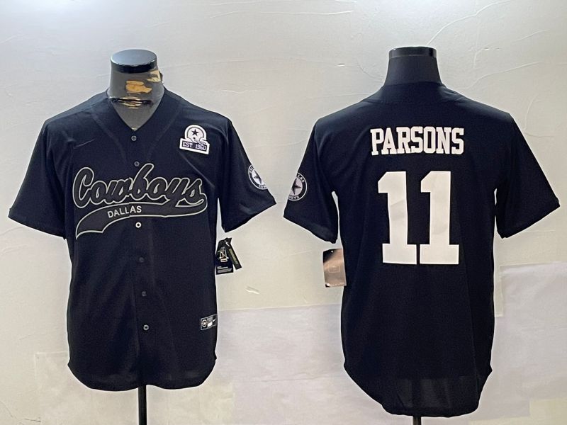 Men Dallas Cowboys #11 Parsons Black Joint Name 2024 Nike Limited NFL Jersey style 4